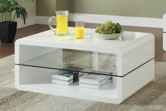Elana Rectangle 2-shelf Coffee Table Glossy White