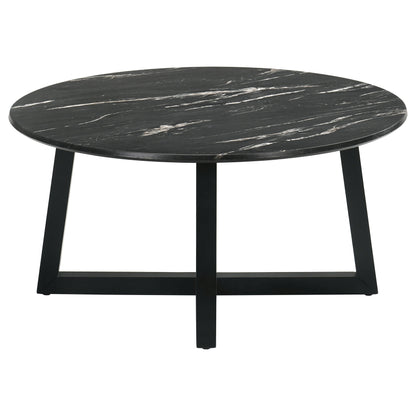 Skylark Round Coffee Table with Marble-like Top Letizia and Light Oak