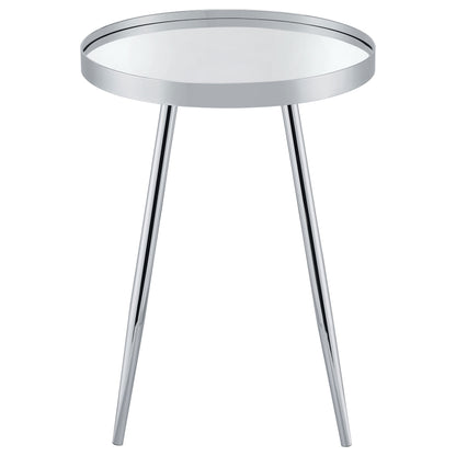 Kaelyn Round Mirror Top End Table Chrome