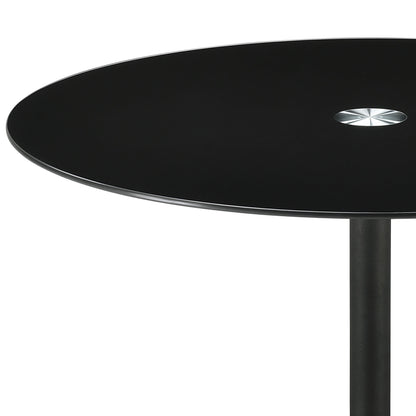 Ganso Round Metal Coffee Table with Tempered Glass Top Black