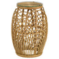 Dahlia Round Glass Top Woven Rattan End Table Natural Brown