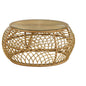 Dahlia Round Glass Top Woven Rattan Coffee Table Natural Brown