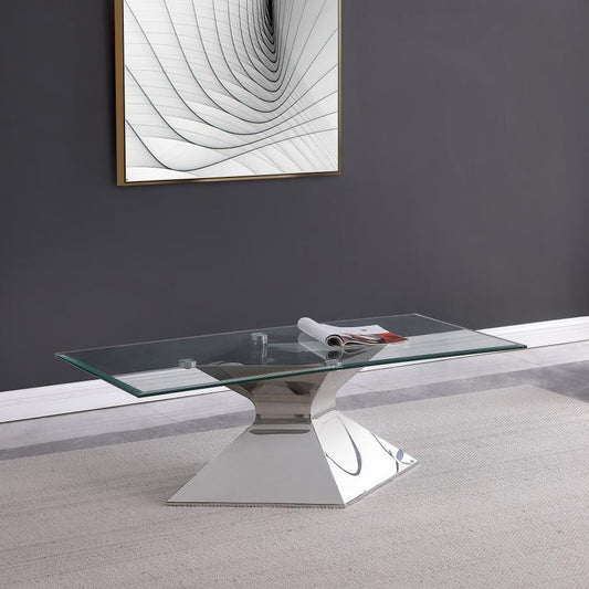 Jenny Glass Top Stainless Steel Coffee Table Chrome