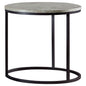 Lainey Faux Marble Round Top End Table Grey and Gunmetal