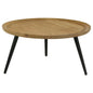 Zoe Round Coffee Table with Trio Legs Natural and Black