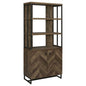 Millbrook 2-door Bookcase Rustic Oak Herringbone and Gunmetal