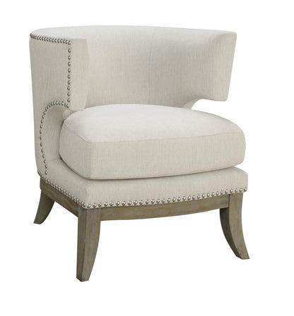 Dominic Barrel Back Accent Chair White and Weathered Grey