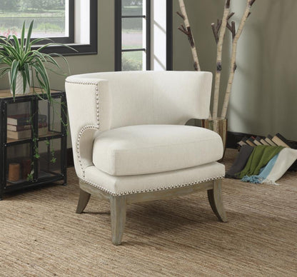 Dominic Barrel Back Accent Chair White and Weathered Grey