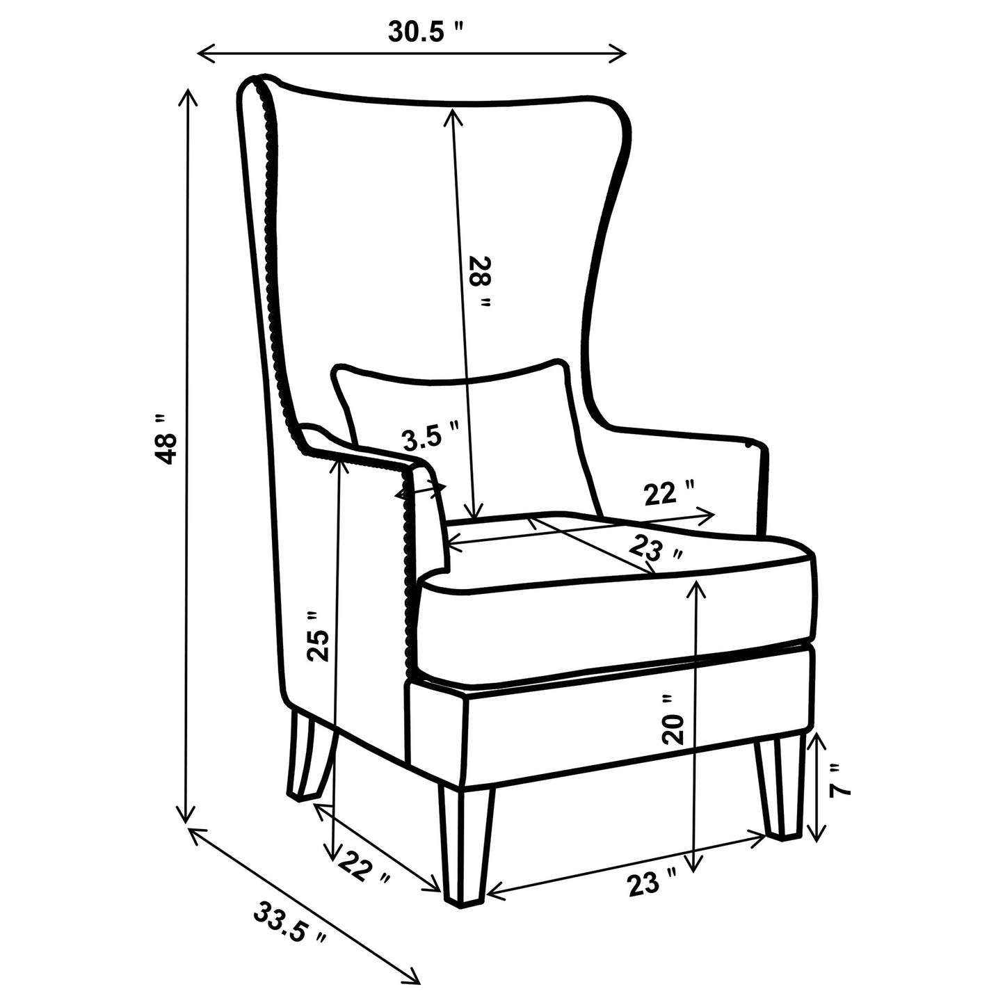 Pippin Upholstered High Wingback Accent Chair Cream