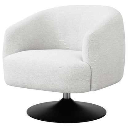 Dave Upholstered Swivel Accent Chair Beige and Matte Black