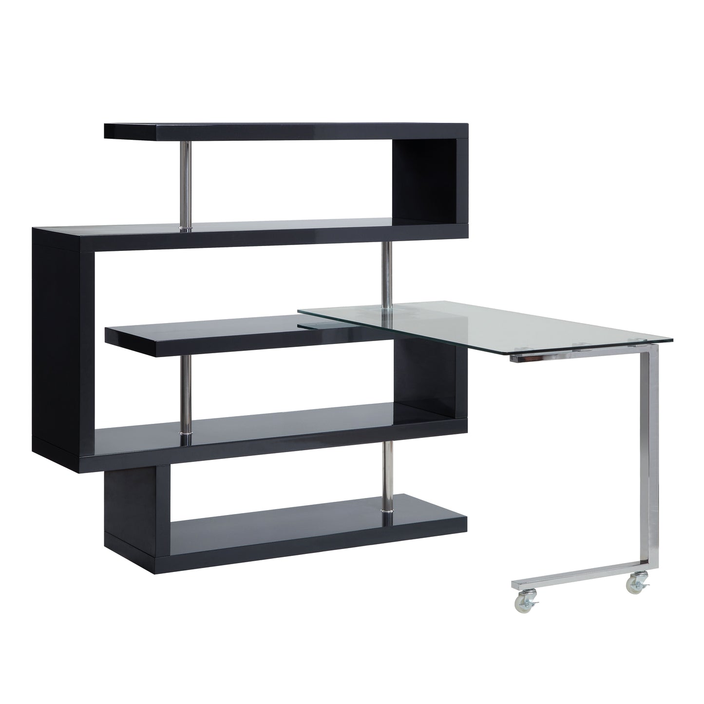 Buck II 55"L Writing Desk with Bookshelf