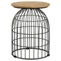 Bernardo Round Accent Table with Bird Cage Base Natural and Gunmetal