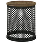 Aurora Round Accent Table with Drum Base Natural and Black