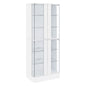 Cabra Display Case Curio Cabinet with Glass Shelves and LED Lighting White High Gloss