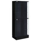 Cabra Display Case Curio Cabinet with Glass Shelves and LED Lighting Black High Gloss