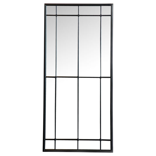 Annetta Rectangular Window Pane Wall Mirror Black