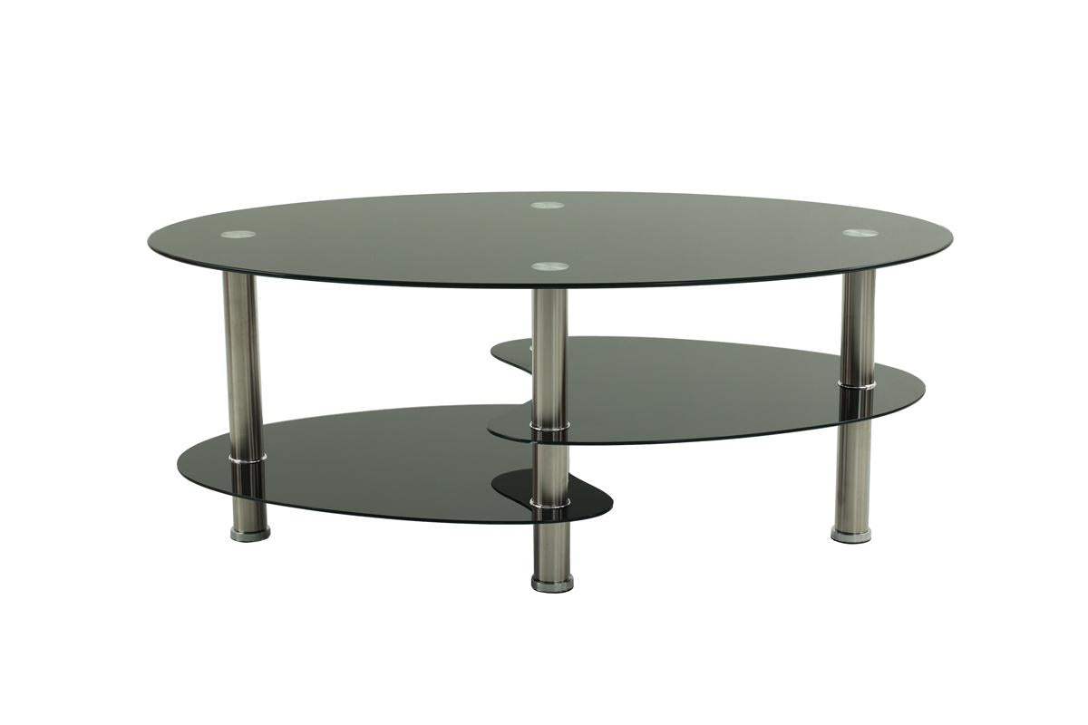 3PCS COFFEE TABLE SET GLASS TOP BLACK