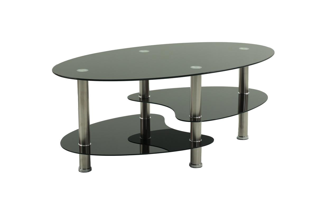 3PCS COFFEE TABLE SET GLASS TOP BLACK