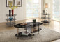 3PCS COFFEE TABLE SET GLASS TOP BLACK