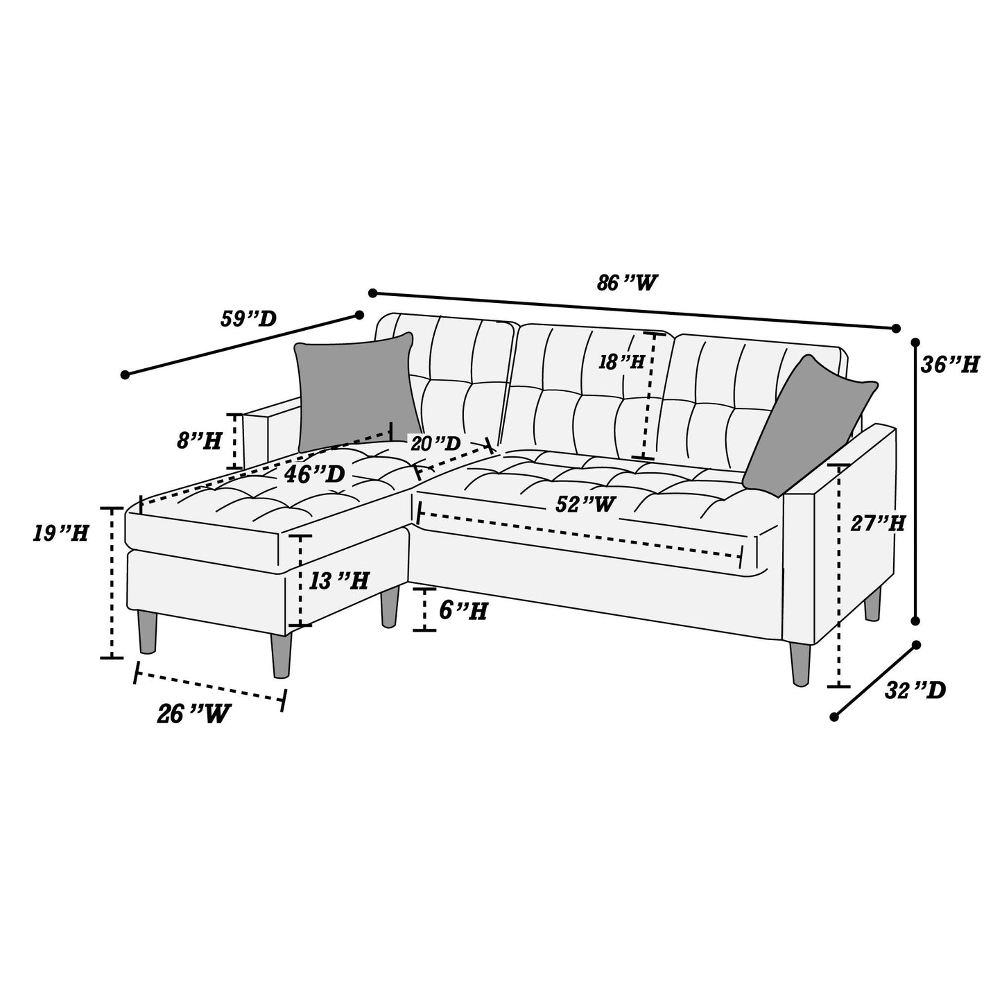 2PCS SECTIONAL BLACK