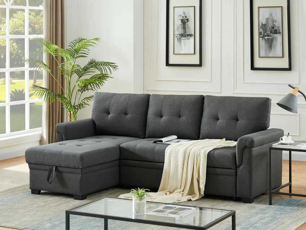 Lucca Reversible Sleeper Sectional Sofa with Storage Chaise