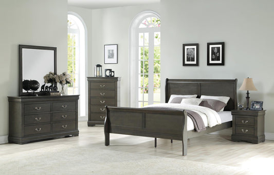 Louis Philippe Dark Gray Bedroom Set + Free Twin Comforter