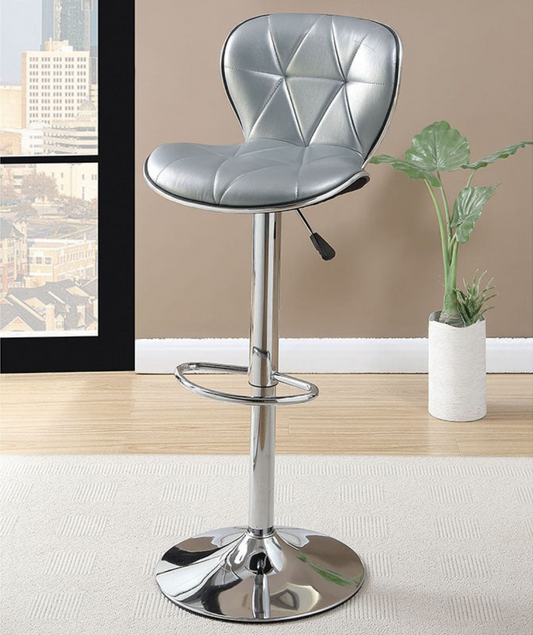 F1623 Silver Armless Leather Barstool (set of 2)