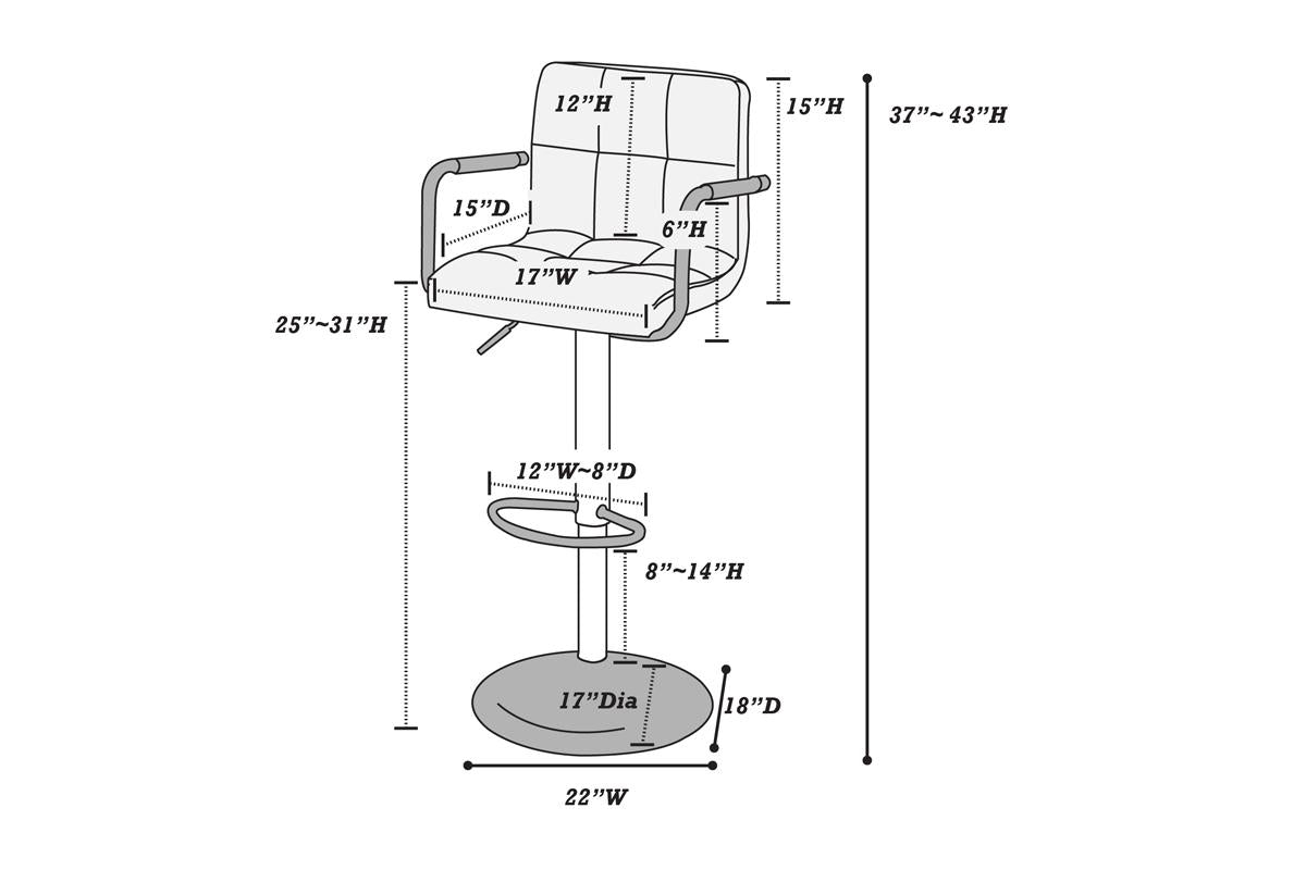 ADJUSTABLE BARSTOOL RED 37-45H MW F1557