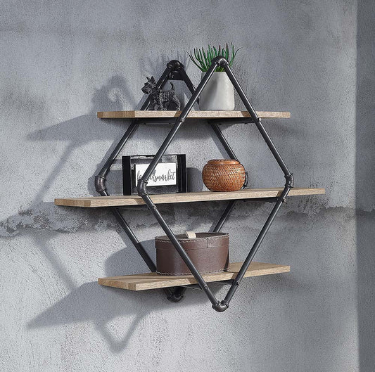 Brantley Diamond Shape Wall Rack with 3 Shelves