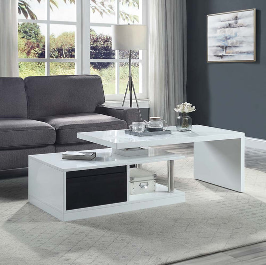 Buck II Rectangular 2 Drawers Coffee Table with Swivel Top