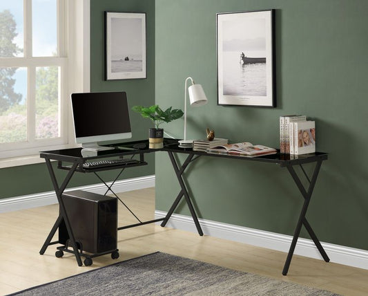 Demas 62"L Computer Desk with Tempered Glass