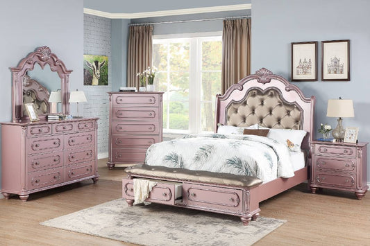 Cane Eastern King Bed Rose Gold