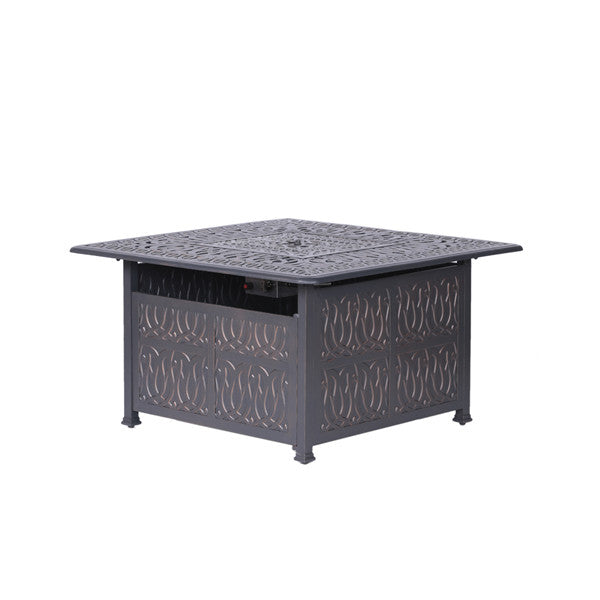 Geneva 44" Square Chat Height Gas Firepit Table with doors