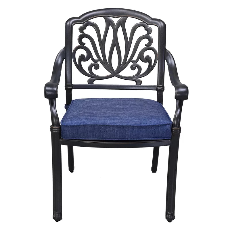 Geneva Arm Chair with Cushion Navy Blue (YB19-0038)