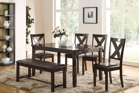 F2297 6-Pcs Dining Set  (TABLE+4 CHAIRS+BENCH)