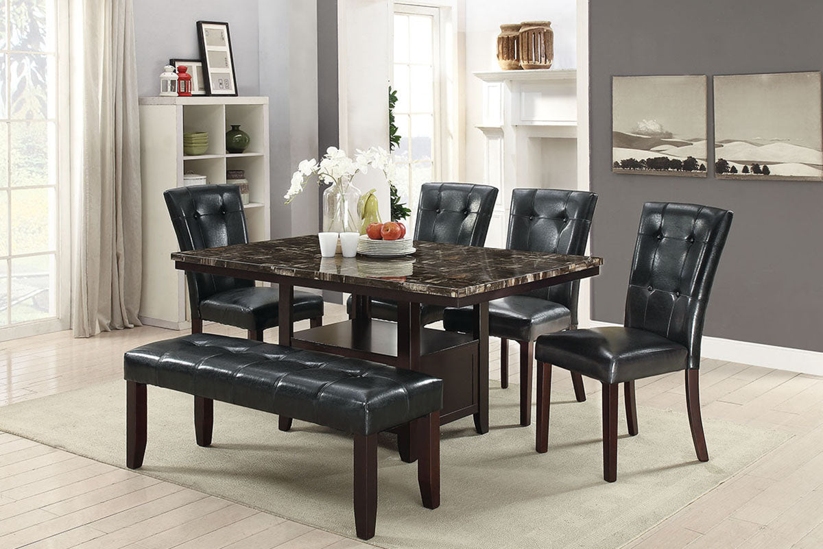 F2460 Dining Table + Storage Faux Marble Top
