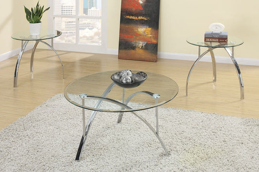 F3098 3-Pcs Coffee Table Set	Glass Top Clear