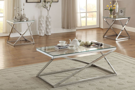 F3114 3-Pcs Coffee Table Set Glass top Clear (Rectangular-Shaped)