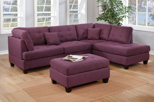 F6583 3-Pcs Sectional Set Warm Purple