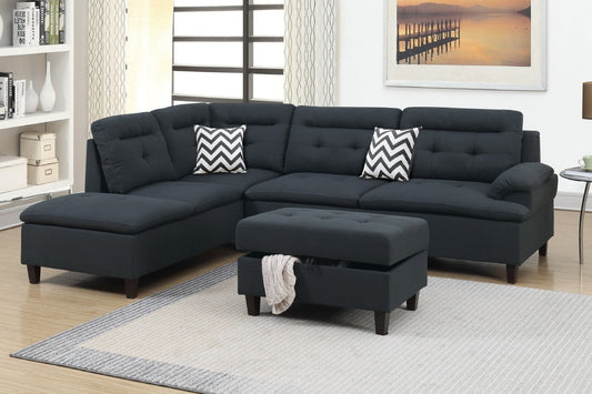 F6588 3-Pcs Sectional Set  Black