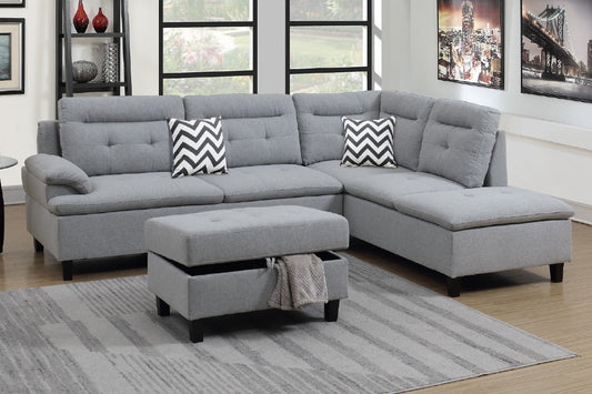 F6589 3-Pcs Sectional Set Grey