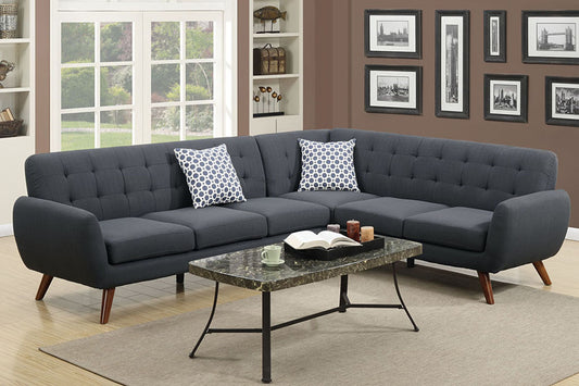 F6962 2-Pcs Sectional Sofa Ash Black