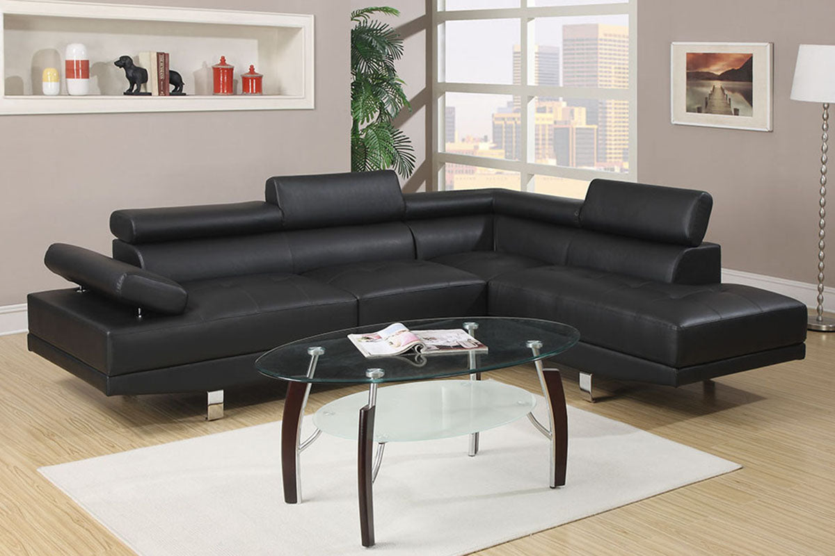 F7310 2-Pcs Sectional Sofa Set Black