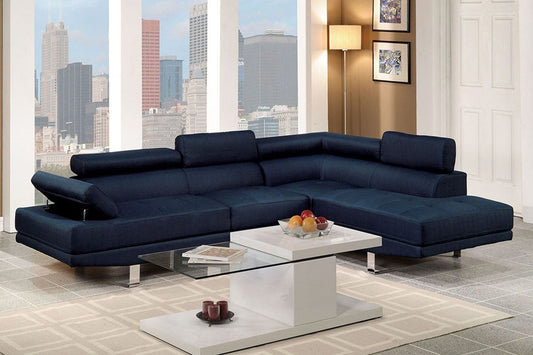 F7569 2-Pcs Sectional Sofa Dark Blue