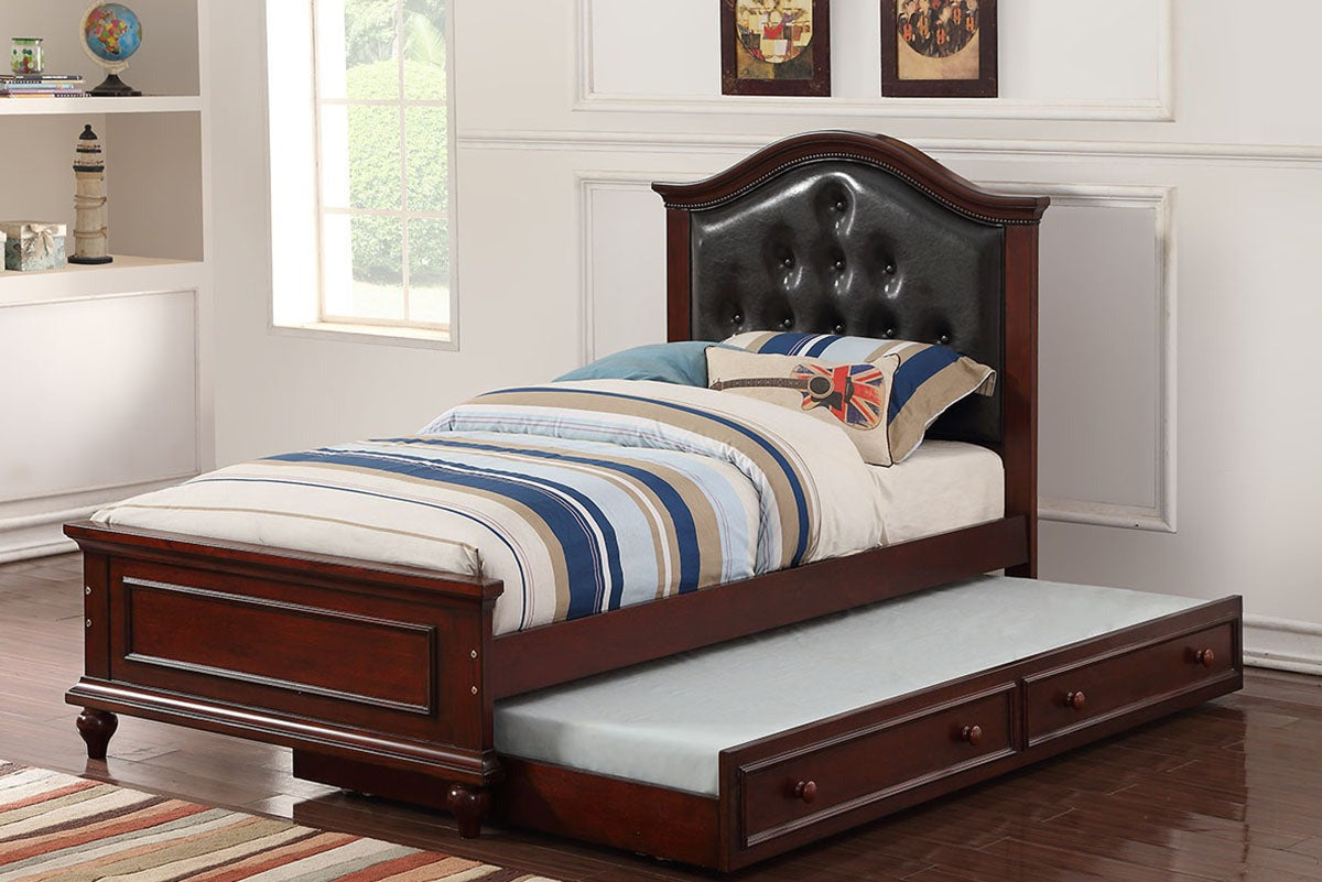 F9379 Twin Size Bed + Trundle Cherry/Black