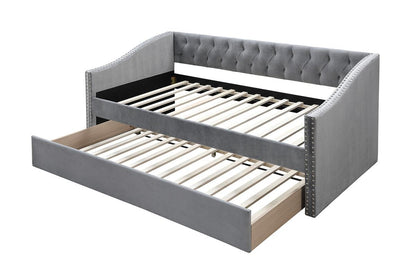 F9456 Day Bed w/ Slats + Trundle Grey