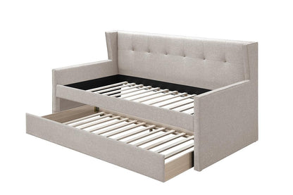 F9458 Day Bed w/ Slats + Trundle Burlap Light Brown