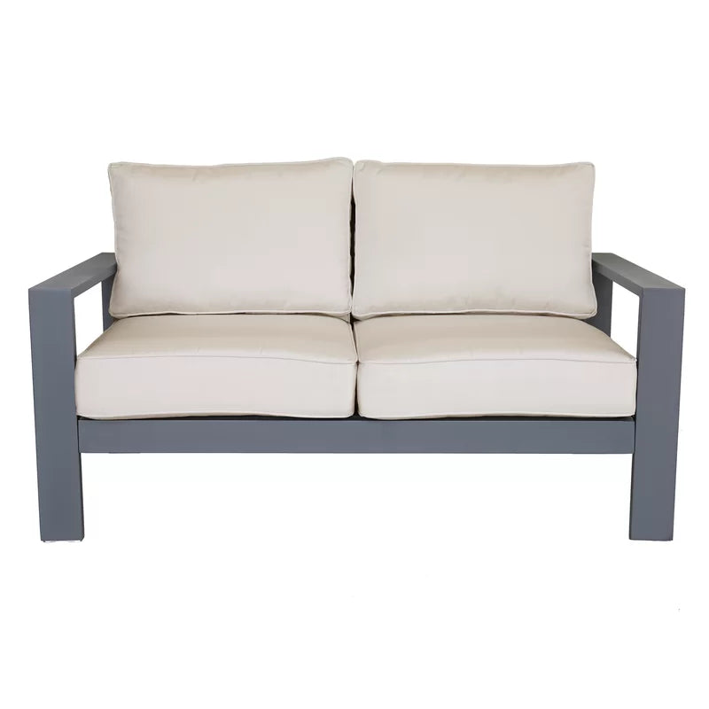 Loveseat with Cushion- Powdered Pewter
