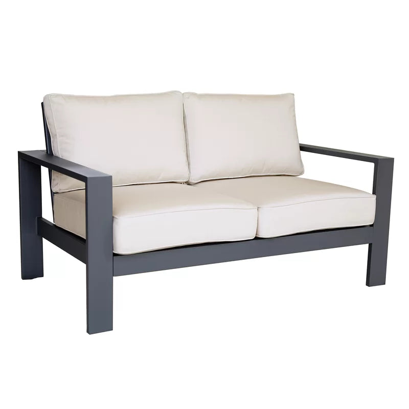 Loveseat with Cushion- Powdered Pewter