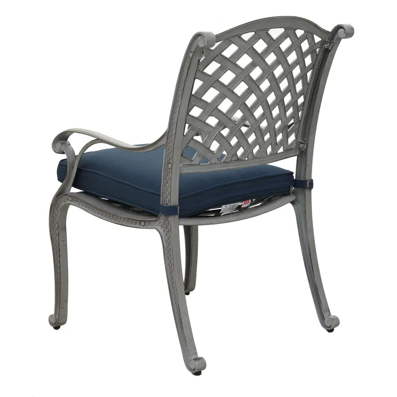 Dining Arm Chair With Cushion-Denim Blue